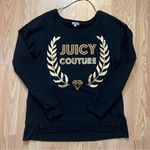 Juicy Couture Crewneck Sweater Womens Size L Black Signature Gold Print Y2K Photo 0