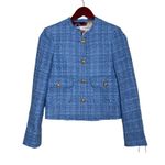 ZARA  Lined Textured Tweed Jacket Crop 8270/397 Sky Baby Blue XS Photo 1