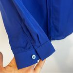 Babaton T. 100% Silk Royal Blue Hidden Button Down V-neck Blouse Size Small Photo 8