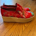 Golo Vivian Platform Silk Floral Shoes Size 9 red asian Photo 3