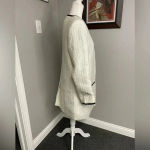 BEREK White Long Line Blazer Jacket Tweed Off White Cream with Black Piping Photo 2