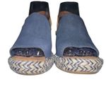Toms Monica Espadrille Sandals Women's 7.5 Blue Suede Wedge Heel Formal Preppy Photo 2