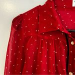 frame denim Le Pleasant Red Sheer Polka Dot 100% Silk Photo 4