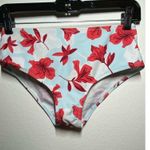 Cupshe Bikini Bottom High Waist Floral Baby Blue Red Small Photo 1
