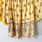 Angie Yellow Floral Off the Shoulder Smocked Crop Top Size S Boho Western Photo 4