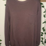 Aerie  Oversized Brown Crewneck Front Shirt Pocket Photo 0