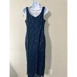 Alex Evenings  Navy Lace Sequin Square Neck Sheath Evening Dress Size 14 Photo 3