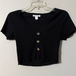 Urban Heritage  Black Crop Top with Buttons Photo 0