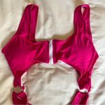 NWT Cut Out Hot Pink Zip Front One Piece Swimsuit Size XL Photo 4