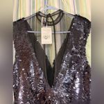 Free People Black Combo Sequin Mini Sheer V Top Party Cocktail Dress Sz XS NWT Photo 5