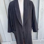 Charcoal Gray Plush Cashmere Hand Tailored Shawl Collar Overcoat Size L VNTG Black Photo 0