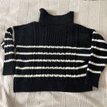 Target La Linge Pull Over Striped Quarter Zip Cable Knit Sweater Women’s 1X Black Photo 5