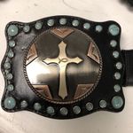 3D LEATHER BELT Cross MEDALLIONS Women’s Size S Small 28 Photo 8