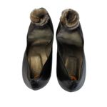 Carisma Black Leather Pumps Heels Platform Fur Poof Pom‎ Women's Size 9.5 Photo 4