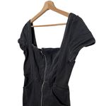 Free People  We The Free Selena Jumpsuit Small Black Denim Zip Short Sleeve Slim Photo 4