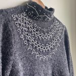 Catherine Malandrino  Faux Pearl Beaded Mock Neck Sweater Photo 3