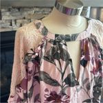 Kori Pink and Cream Ruffled Cut Out Blouse Photo 1