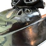 Soda ⭐️ Black Patent Wedge Sandals with Rosette and Strap Photo 7