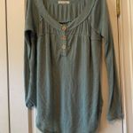 Free People  Must Have Thermal Ribbed Relaxed Henley Top in Bright Aqua Size Med Photo 1