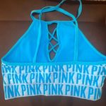 PINK - Victoria's Secret PINK Graphic Padded Crop Top Cross Front Bra Custom Made in Blue Yoga Sports Bra Photo 10