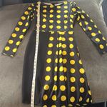 Women’s Black & Yellow Polka Dot Dress Long Sleeve Asymmetrical Hem Size S NEW Photo 6