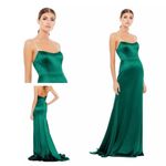 Mac Duggal Ieena for emerald green square neck line long gown dress size 4 Photo 1
