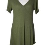 GB Olive Green V-Neck Back Tie Short Sleeve Mini Fit & Flare Dress Photo 0