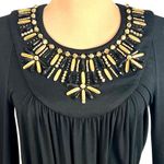 Milly Beaded Black Santana Knit Dress S Tie Belt Elegant Day To Night LBD Luxury Photo 2