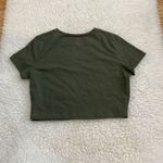 Wild Fable CROPPED Top Scoop Neck Tee Shirt Olive Green Short Sleeve XL Photo 1