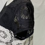 London Times Crochet Overlay Cream and Black Block Yoke Dress Size 12 Photo 4