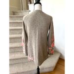 Anthropologie Sleeping On Snow Tan Pink Embroidered Floral Wool Blend Sweater Photo 2