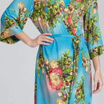 Natori  Paradise Found Wrap Kimono Robe‎ Floral Print Blue Size Medium Photo 0