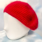 Aris vintage angora wool blend knit beret cap Red Photo 0