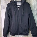 Seven Apparel Black Large Thick Fleece Lined Jacket Long Sleeves Hooded Pockets Photo 0