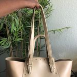 LD & co Cream beige tan gold tone studded large tote bag shoulder hand bag purse Large enough for Some Laptops Photo 2