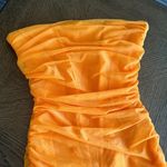 House Of CB JULIANNA TANGERINE STRAPLESS RUCHED MIDI DRESS, Size Small, $239 Photo 14