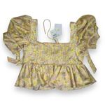 WAYF NWT  Romantic Floral Puff Sleeve Crop Top‎ Blouse Womens XL Yellow Photo 1