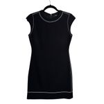 Theory Embroidered Admiral Crepe Black Shift Dress Photo 1
