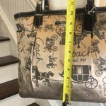 Coach Vintage Horse & Carriage Tan Satin Shoulder Bag Black Leather Straps Photo 6