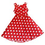 Dress Barn Skater Dress SZ 10 Orange Ivory Polka Dots Minnie Rockabilly Pinup Photo 0