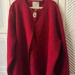 Sioni Red Cardigan with Gold Button Photo 2