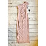 Adrianna Papell Metallic Knit One Shoulder Column Gown in Blush Pink Size 4 NWT Photo 2
