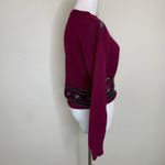 Hunt Club Vintage  Maroon Sweater Floral Design Sz Small Linen Cotton Photo 3