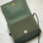 Francesca's Beaded Metal Chain Handbag Green Cotton Retro Photo 3