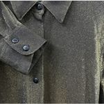 Avenue  14/16 Plus Metallic Shimmer Buttoned Top‎ Gold Glam Holiday Festive Party Photo 2