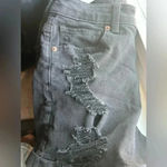 American Eagle Ripped Distressed black stretchy denim mom shorts size 4 Photo 2