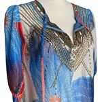 Diane Von Furstenberg  Batik Land Nessa Silk Chiffon Dress Sheer Beaded Size 10 Photo 6