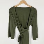 Caden Lane Solid Olive Green Bamboo Knit Maternity Postpartum Robe One Size Size undefined Photo 2