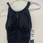 La Blanca Island Goddess High Neck Keyhole One Piece Black Photo 3