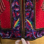 Laurence Kazar Vintage Silk Beaded Jacket Red Size Small 80s Funky Art to Wear Photo 4